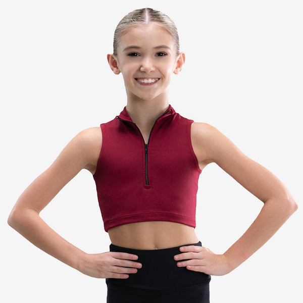 So Danca Zipper Front Top Burgundy