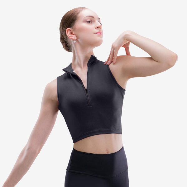 Black Zipper Front Top by So Danca