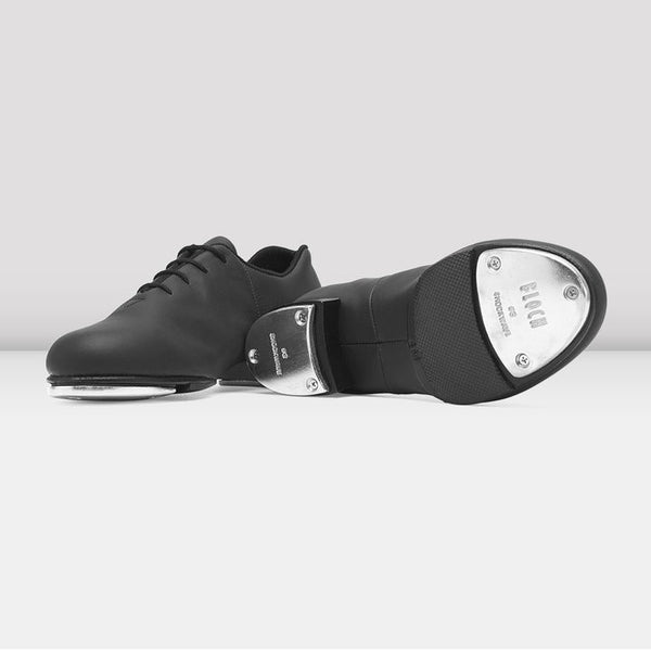 S0388G Black Child Tap Flex Split Sole Leather Laced Up Tap Shoes