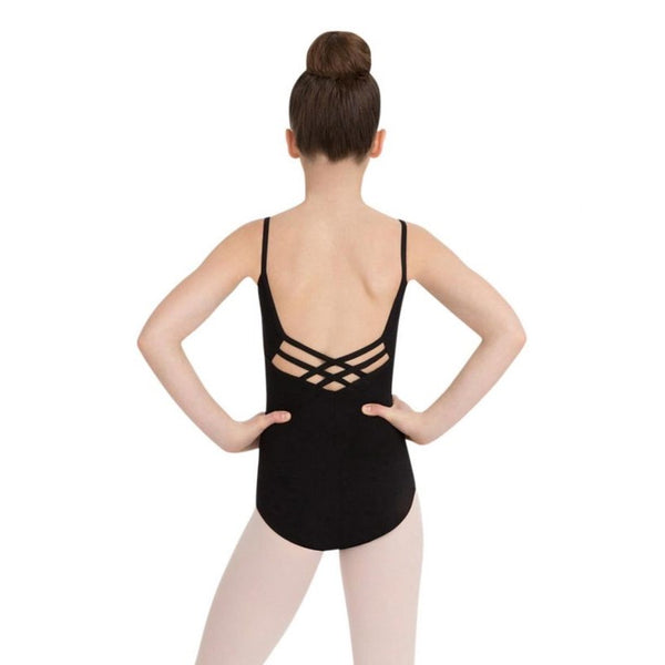 capezio v neck camisole leotard girls black Cc102c back