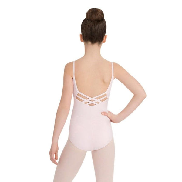 capezio v neck camisole leotard girls pink Cc102c back