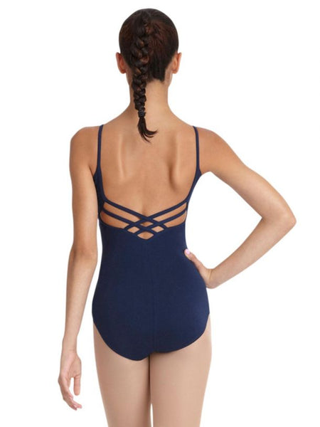 Navy capezio strappy back camisole leotard in cotton