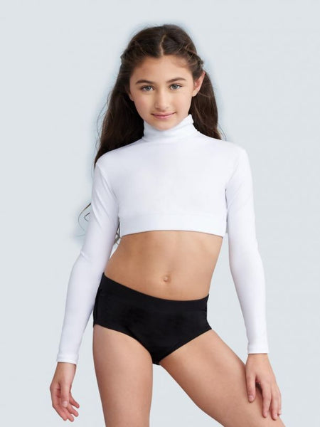 Capezio Dance Crop Top Turtleneck Long Sleeve Girls TB107C