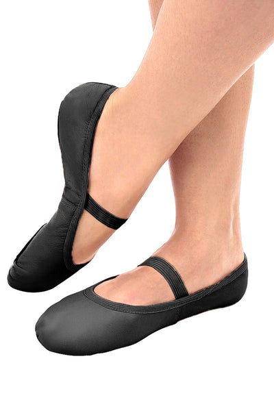 Full sole leather black ballet shoes